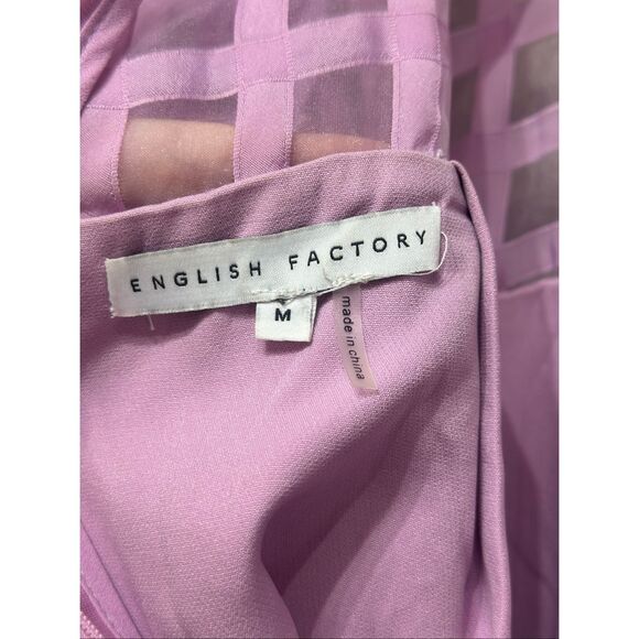 English Factory NWT Lilac Purple Grid Puff Sleeve Mini Dress Women's Medium - Picture 4 of 13